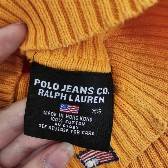 Orange Ralph Lauren Polo Jeans Co 100% cotton made in Hong Kong long sleeve top - Picture 5 of 6